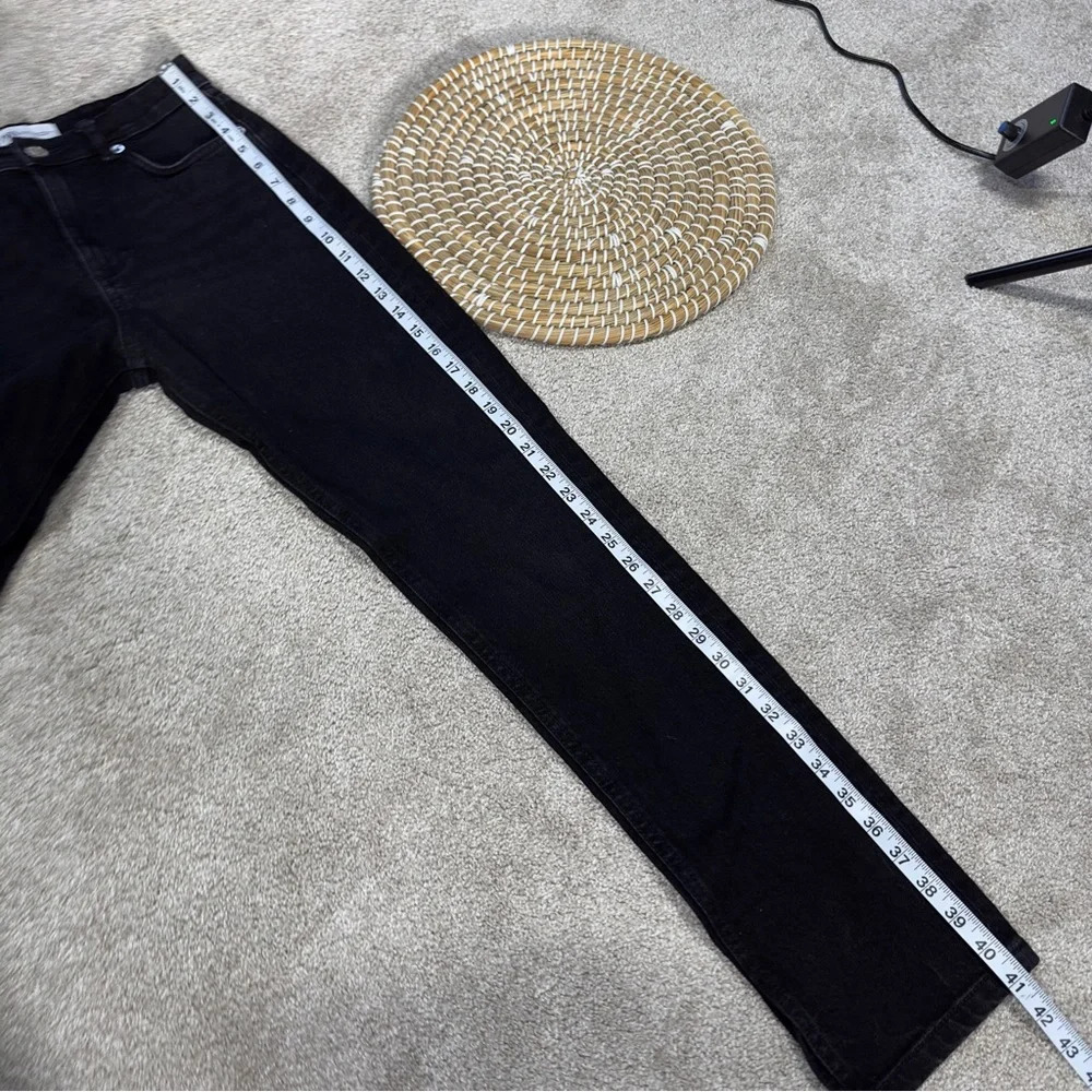 Zara Split Hem Slim Jeans Black High-Rise Full Length Straight Leg Size 6 - Picture 15 of 16